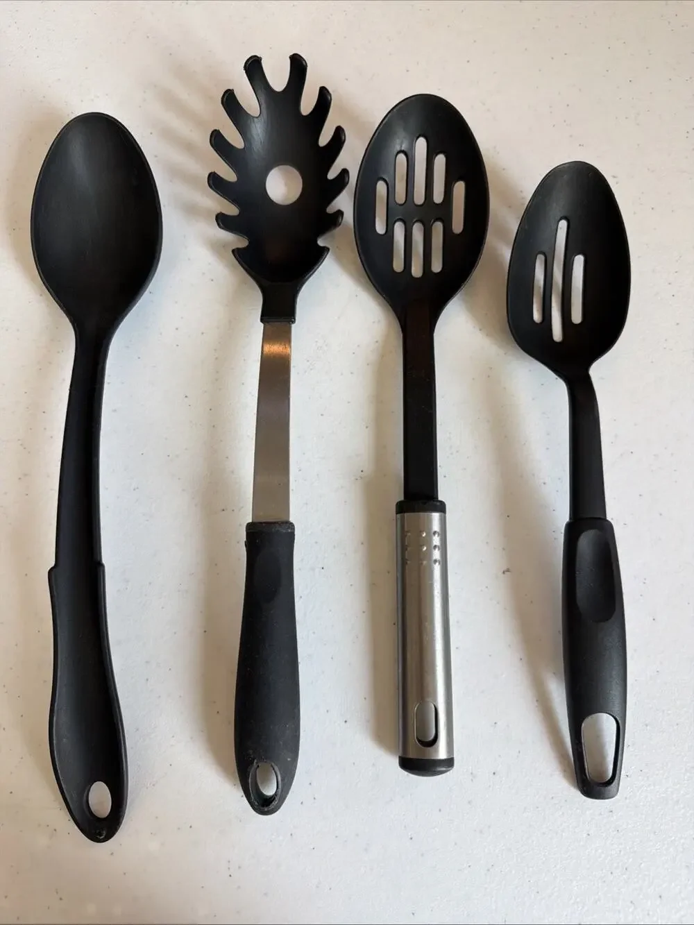 kitchen lot 4 Pc Black Nylon Plastic Utensils Spatula Spoons Ladle pasta slotted